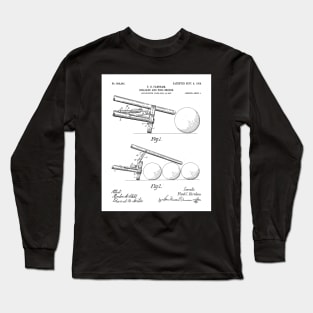 Pool Bridge Patent - Pool Art - Black And White Long Sleeve T-Shirt